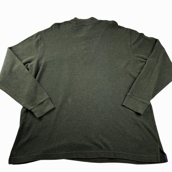 LL Bean Vintage Sweater Green Henley Ribbed Knit Pullover Mens XL Tall - Picture 3 of 6